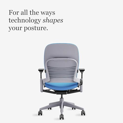 Image of Steelcase Leap Office Chair, Adjustable, Hard Floors, Blue Jay Fabric