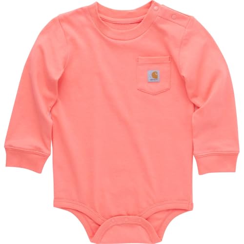 Carhartt Kid's CA5006 Long-Sleeve Pocket Bodysuit - 6 Months - Shell Pink