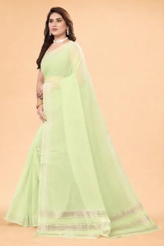 Image of Sidhidata Women's Kota Doria Cotton Manipuri Saree With Unstitched Blouse Piece (Rasbharii Free Size)