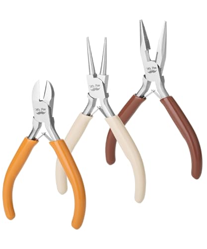 Mr. Pen- Jewelry Pliers Set, 3 Pack, Autumn Colors, Rubber Handle & Ergonomic Design, Mini Pliers for Jewelry Making Tools, Small Wire Cutters for Crafting