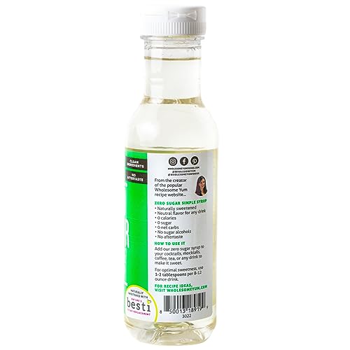 Wholesome Yum Keto Simple Syrup - Skinny Sugar Free Simple Syrup With Monk Fruit & Liquid Allulose - For Cocktails, Coffee, Cold Drinks, And Cooking - Naturally Sweetened, Non Gmo, Low Carb, Gluten-Free, Vegan (12 Fl Oz) #TOP2