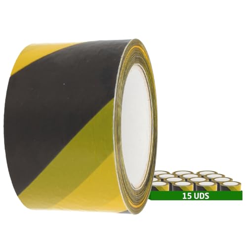 Amig - Pack of 15 marking tapes, 24 x Yellow-Black, 500 m x 0.07 m