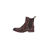 Bed|Stu Nandi Women’s Leather Short Boot - Pull On Chelsea Ankle Bootie - Teak Rustic - 7