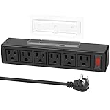 HHSOET Under Desk Power Strip with 3M Adhesive, 6 Outlet Under Table Surge Protector 1200J, Removabl