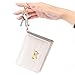 Sunwel Fashion Cute Coquette Bow Wallet with Key-chain Aesthetic Card Holder ID Window for Women Girls (CREAM)