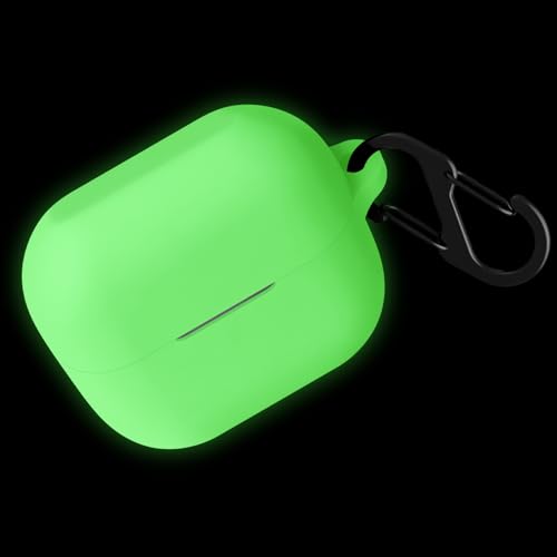 Geiomoo Silicone Case for Galaxy Buds 3 Pro, Galaxy Buds 3, Protective Cover with Carabiner (Luminous Green)