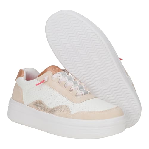HEYDUDE Hudson Lift Sport Shimmer Whisper Pink/White/Rose Gold Size 5, Women's Shoes, Women's Casual Sneakers, Comfortable & Light-Weight3