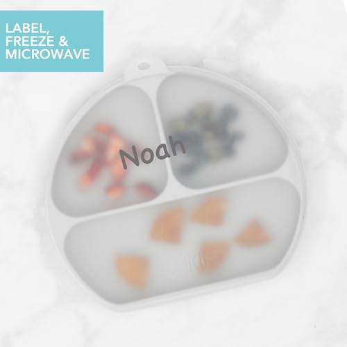 image for Bumkins Toddler and Baby Suction Plate, Silicone Divided Grip Dish and