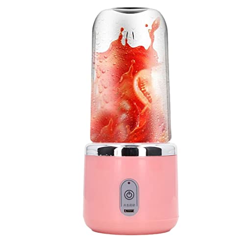 300Ml Juicer Portable 6 Blades Rechargeable Small Household Cup Students Automatic Multifunctional Juicing Cup for Fruit Vege Coffee (6 Blades, Lid)