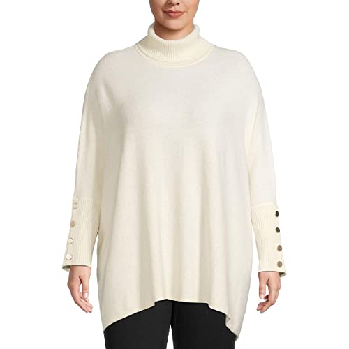 Anne Klein Women's Plus Size Drop Shoulder Sweater, Anne White, 0X/1X #TOP1