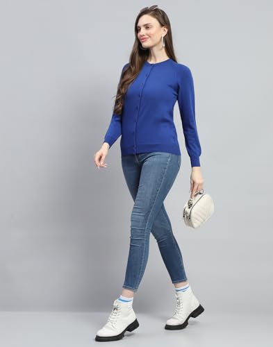 Image of Monte Carlo Women Regular Fit Full Sleeve Solid Round Neck Winter Cardigan (Pack of 1)
