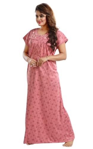 Image of Onekbhalo Women's Cotton Floral Kaftan Nighty Maxi Gown (OK Free Size)