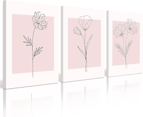 Peinture sur toile de fleurs rose blush lianyibo design épuré