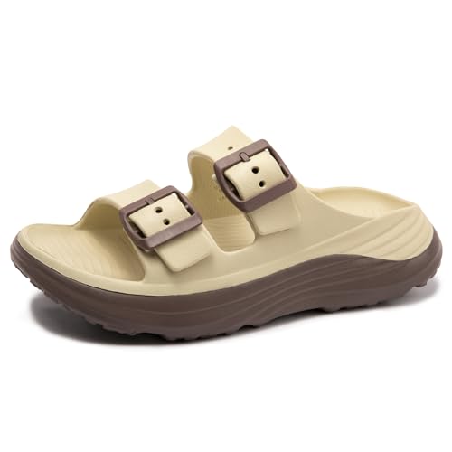Image of FUNKYMONKEY Plantar Fasciitis Recovery Sandals for Women with Arch Support | Adjustable Double Buckle, Lightweight EVA, Cushioned Footbed, Non-Slip, Indoor Outdoor Use, Summer Beach House Shoes