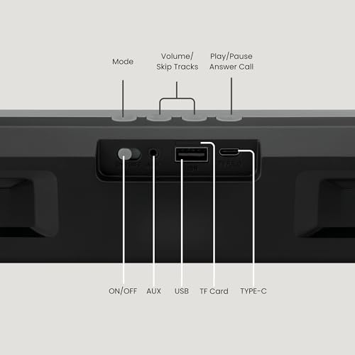 Image of OOGE Vibebox 7000 Bluetooth Speaker, 15W Portable Wireless Speaker with TWS Connection, Type-C Charging, AUX Input, FM Radio, USB & TF Card Support, 8H Playtime (Movie,Music Modes) (Grey)