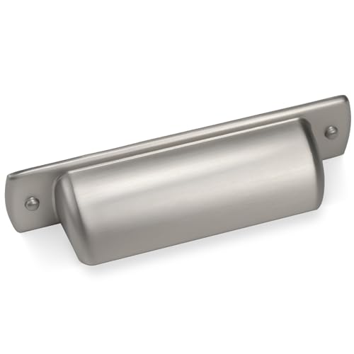 10 Pack 3 inch(76mm) Brushed Satin Nickel Kitchen Cabinet Handles Cabinet Cup Pulls Sliver Drawer Cup Pulls Kitchen Cabinet Hardware