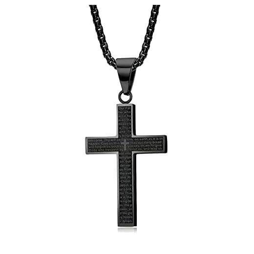 MERTTURM Crocifisso Collana Uomo, Acciaio Inossidabile con Collana Uomo Pendente Croce Singolo, Regali per Gioielli Cristiani, Argento Nero(Resistente allo Sbiadimento e al Sudore)