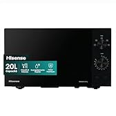 Hisense H20MOBP1 Forno a Microonde, Nero con Manopole, Capacità 20 litri, 5 Livelli di Potenza, Vetro Ceramica, Funzioni Timer e Defrost Rapido