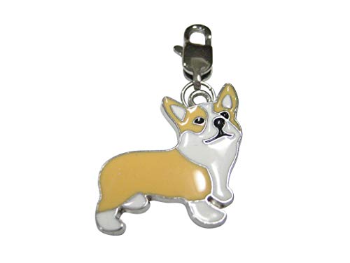 Kiola Designs Beige and White Toned Corgi Dog Pendant Zipper Pull Charm