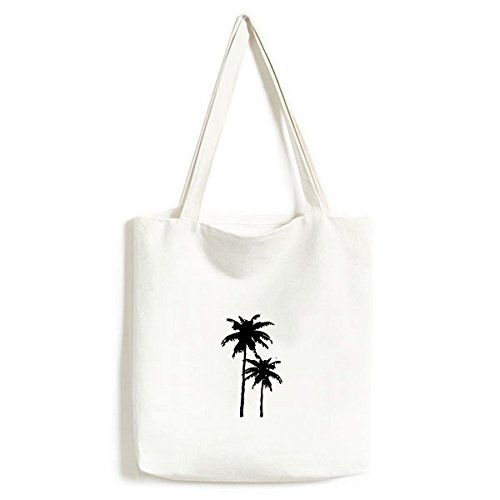 Sac en toile avec motif plage imprimé cocotier grand cabas de course réutilisable