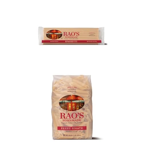 Rao's Homemade Spaghetti Pasta 16oz, (Pack of 1) + Rao's Homemade, Penne Pasta, 16oz, (Pack of 1) Traditionally Crafted, Premium Quality, From Durum Semolina Flour, Traditional Bronze Die Cut