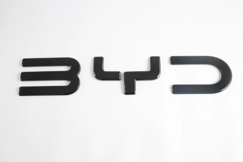 Car Accessories Front Letter BYD Car Emblem Badge for BYD Shark Shark 6 Auto Letters 3M Adhesive Raised Decal Front Grille Emblem (Gloss Black)