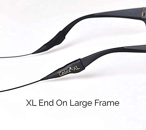 Cablz Zipz Adjustable Eyewear Retainer | Adjustable, Lightweight, Low Profile, Off-The-Neck Eyewear Retainer Strap | Black Stainless (12In Xl Tip) #TOP5