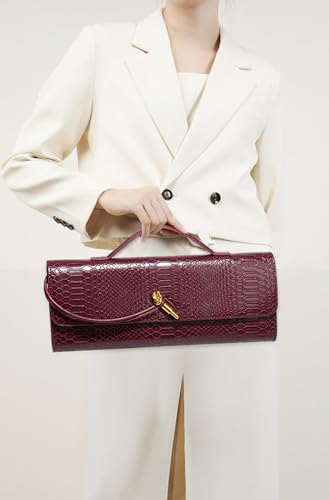 Bolso de cuero para mujer con estampado cocodrilo miniatura 2