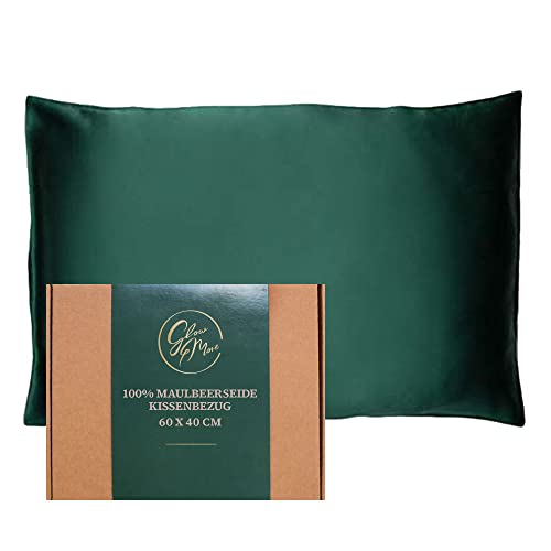 Seidenkissenbezug Glow4More | Kopfkissenbezug aus Seide für Gesicht und Haare | 40x60 | 19 Momme | genähte Überlappung | Anti-Aging | Regulierung der Temperatur | doppelseitige Seide | Farbe Grün Cover