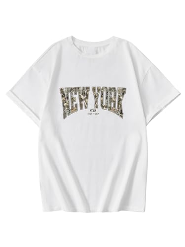 MakeMeChic Girl's Crew Neck Tee Shirts Bow Knot Leopard Print Short Sleeve Y2k Summer Tee Tops