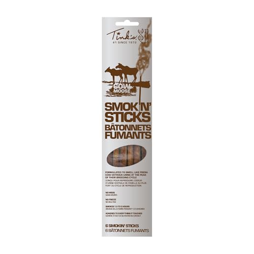 TINK'S Moose Cow Estrous Urine Smokin' Stick 6 Pack Lure/Attractant - Synthetic Smoke Sticks for Moose Hunting