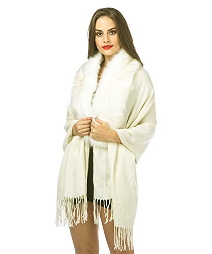 Lucky Leaf Cold Weather Luxurious Faux Fur Collar Joint Large Wrap Scarf for Ladies4