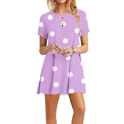 Generic WOMEN WEDDING GUEST DRESSES Prom Dress With Sleeves Sexy Dresses For Women Casual Cute Polka Dot Short Sleeve Short Sundresses Ruched Lightweight Comfy Summer Dress 2024 Vintage Dress thumb #1