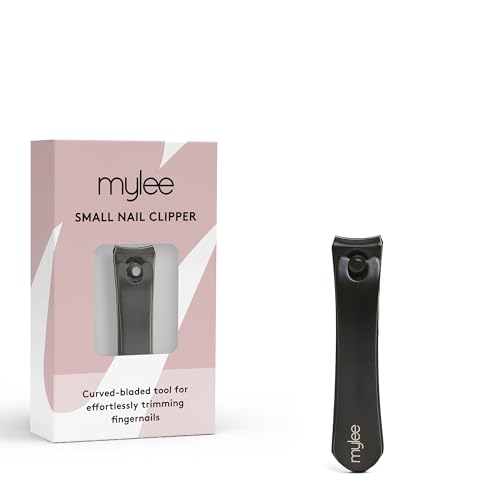 Mylee Cortaúñas pequeño, profesional, elegante, negro mate, acero inoxidable, calidad de salón de belleza, cortaúñas pequeño para recortar las uñas de las manos con precisión