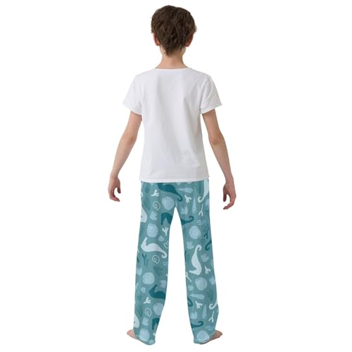 Boys' Pants Sea Seahorses Seashells Green Blue Long Bottoms Jogger Pants Elastic Waist Trousers with Pockets S-XL3