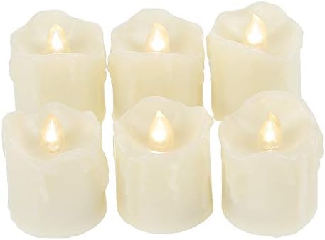 Battery Operated LED Votive Candles with Timer Realistic Flickering Timing Flameless Tea Lights Set Bulk Electric Fake Night Candle Lights for Valentine’s Day Easter Wedding Party Decorations 6 Pack