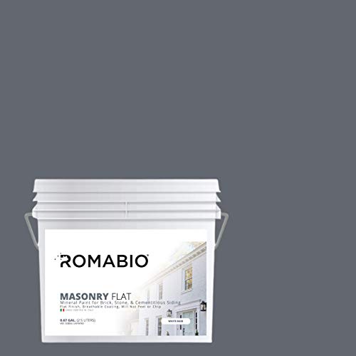 Image of Romabio Masonry Flat, Mineral-Based Masonry Paint for Brick, Stone, Hardie Board, and Stucco, Navy Steel 2.5L