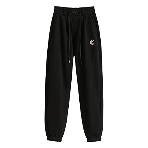 Pantalon de jogging chaud femme polaire noir vêtement sport stretch