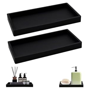 XINSUO 2 Stück Schwarzes Kosmetiktablett Rechteckig