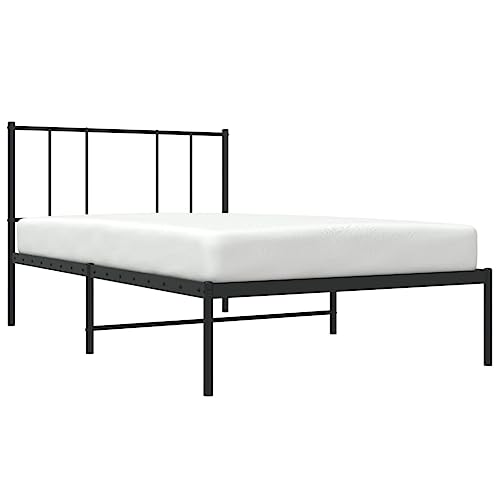 Mobili Bettgestell mit Kopfteil aus Metall, Schwarz, 75 x 190 cm, Bettrahmen, Rahmen, Rahmen, modernes Bett, Struktur für Wohnzimmer, Schlafzimmer – Bild 4