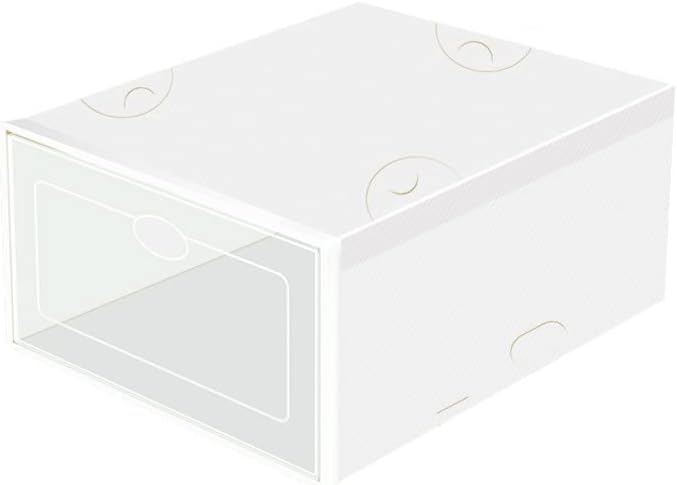 肥厚したプラスチックシューズボックスストレージボックス透明な靴の収納クラムシェルシューキャビネットシューズラックストレージの10パッ