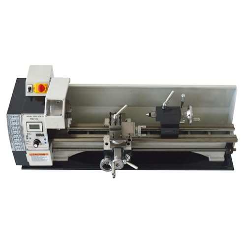 IntXanth Metal Bench Lathe Machine 8 * 24 Inch for Milling Drilling Metal Working with Adjustable Speed Three-Jaw Chuck Metric Scale Emergency Stop Switch 1100W
