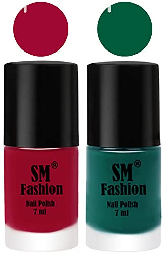 Image of Long Lasting Nail Polish | Nail Paint Combo 7 ml Each) - Set of 2 Pure Wine-Green