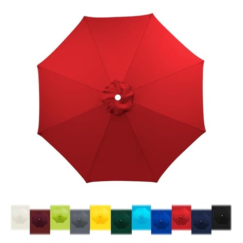 Toldo de Repuesto para Sombrilla Parasol de Poliéster 2.0m 2.30m 2.5m 2.7m 3.0m 3.5m, Reemplazan la Cubierta de la Sombrilla para Jardín, Playa, Mercado(Rojo,3.00m/8 Arms)