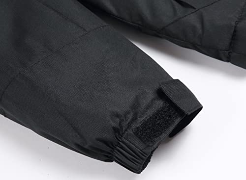 Keevoom Girl's Waterproof Ski Jacket Fleece Snow Coat Windproof Warm Winter Snowboarding Jacket With Removable Hood(Black,4-5) #TOP6