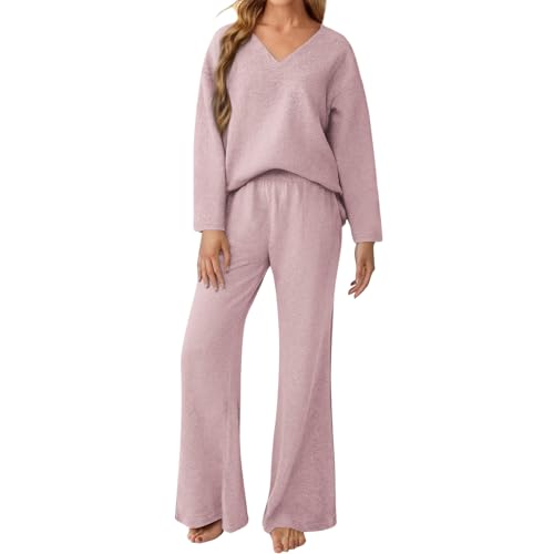 ZGHQHCDRH Womens Sweat Suit Set V Neck Shirt and Sweatpants Tracksuits...