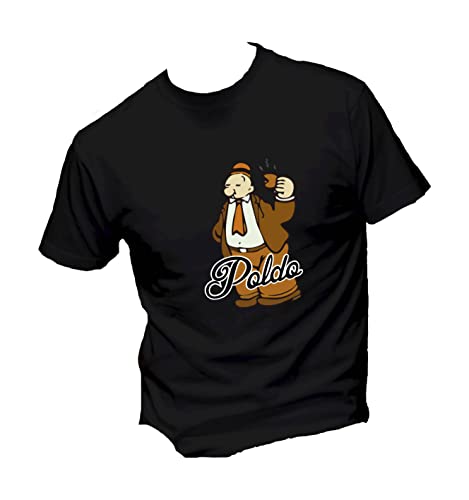  T-Shirt Uomo Cotone Basic Super vestibilità Top qualità - POLDO - Divertente Humor Made in Italy (Nero, XL)