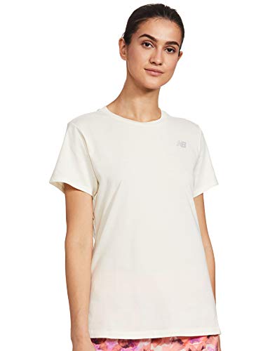 New Balance Women's Relentless Crew Short Sleeve, Sea Salt, XS