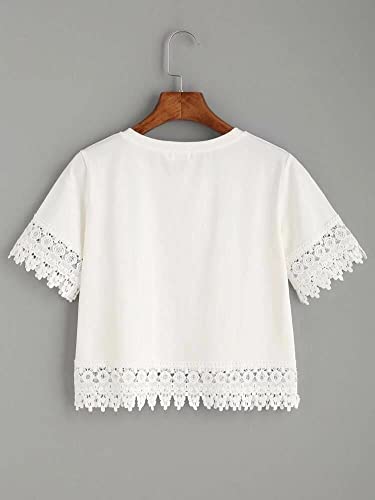 HARKHANI CREATION® Women's Self Design Lace Crop Top with Lace Sleeve - Sexy Stylish Casual Basic Plain Slim Fit Western Short Crop Top for Women and Girls Wear