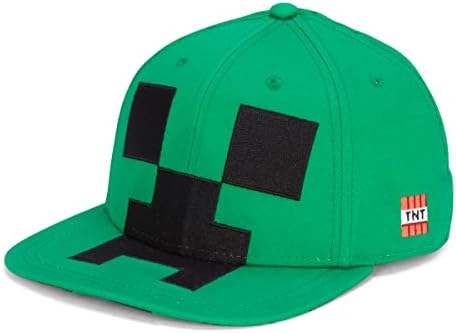 MINECRAFT Snapback Baseball Cap Hat with Creeper Face, Green, One...
